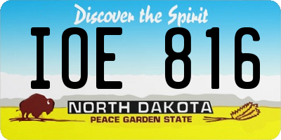 ND license plate IOE816