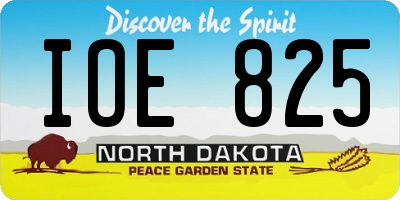ND license plate IOE825