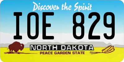 ND license plate IOE829
