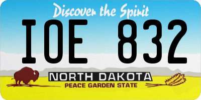 ND license plate IOE832