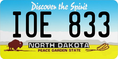 ND license plate IOE833