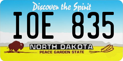 ND license plate IOE835