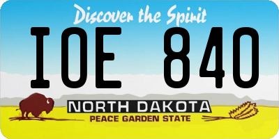 ND license plate IOE840