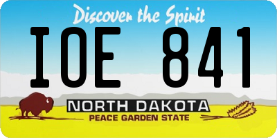 ND license plate IOE841