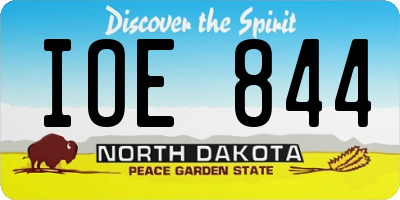 ND license plate IOE844