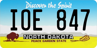 ND license plate IOE847