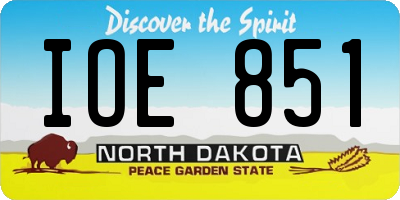ND license plate IOE851