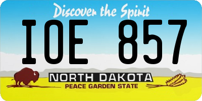 ND license plate IOE857