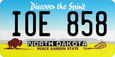ND license plate IOE858