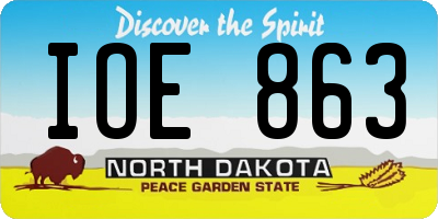 ND license plate IOE863