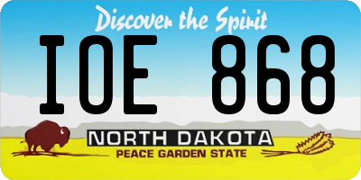 ND license plate IOE868