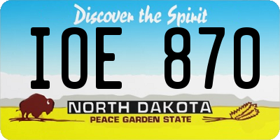 ND license plate IOE870
