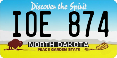 ND license plate IOE874