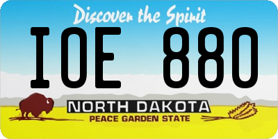 ND license plate IOE880