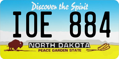 ND license plate IOE884