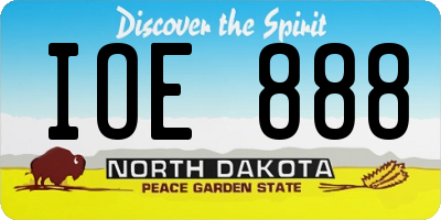 ND license plate IOE888