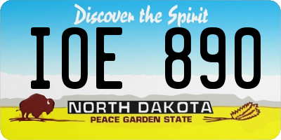 ND license plate IOE890