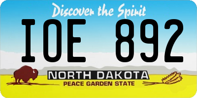 ND license plate IOE892