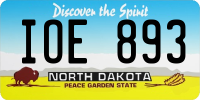 ND license plate IOE893