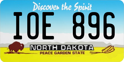 ND license plate IOE896