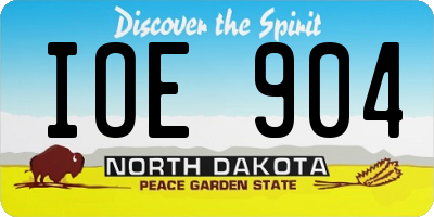ND license plate IOE904