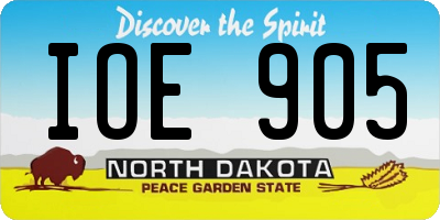ND license plate IOE905