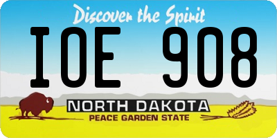 ND license plate IOE908