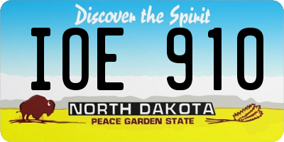 ND license plate IOE910