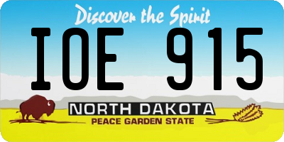 ND license plate IOE915