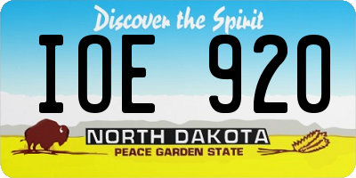 ND license plate IOE920