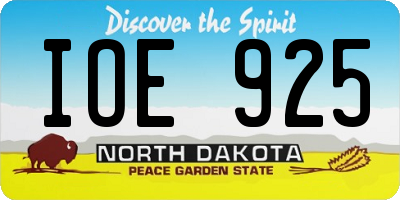 ND license plate IOE925