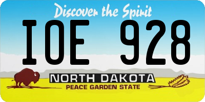 ND license plate IOE928