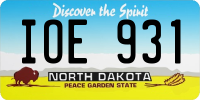 ND license plate IOE931