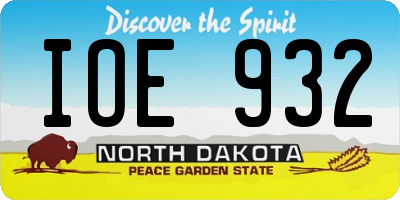 ND license plate IOE932