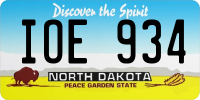 ND license plate IOE934