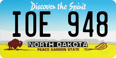 ND license plate IOE948