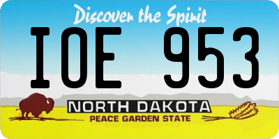 ND license plate IOE953