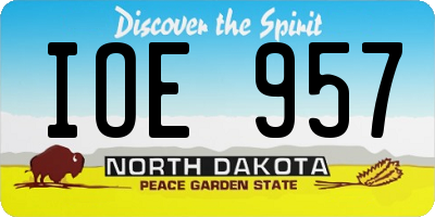 ND license plate IOE957