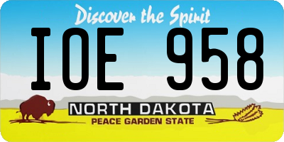 ND license plate IOE958