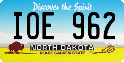 ND license plate IOE962