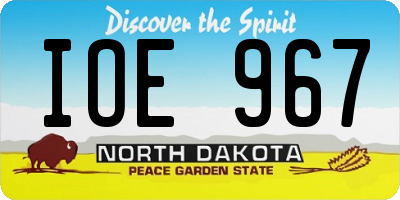 ND license plate IOE967