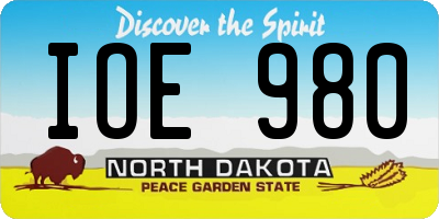 ND license plate IOE980