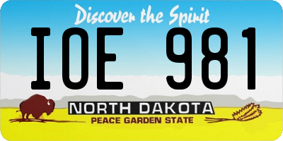 ND license plate IOE981