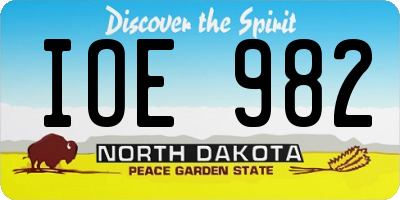 ND license plate IOE982