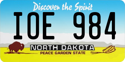ND license plate IOE984