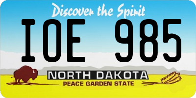 ND license plate IOE985