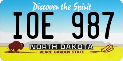 ND license plate IOE987