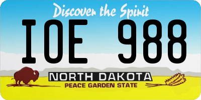 ND license plate IOE988