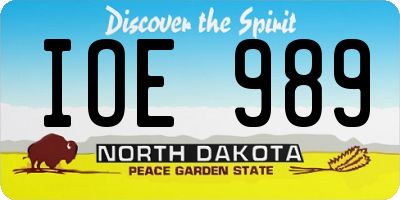 ND license plate IOE989