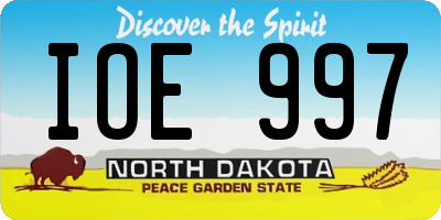ND license plate IOE997